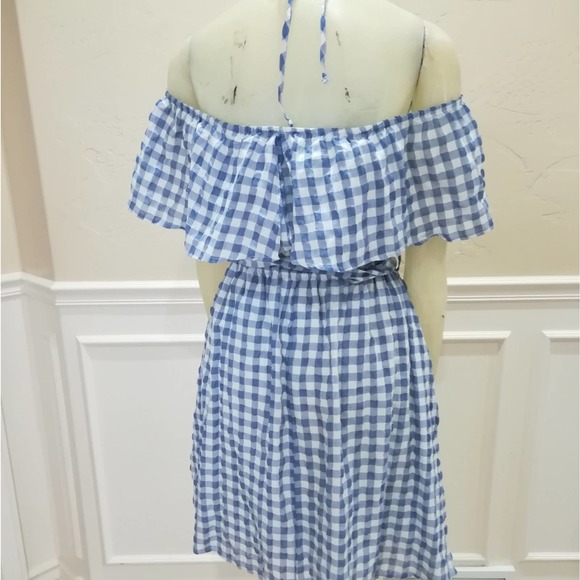 Anthro 11 1 Tylho S Gingham Dress Blue - Picture 7 of 7